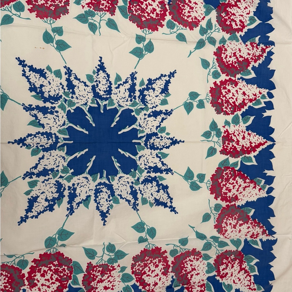 Vintage cotton tablecloth cottage MCM